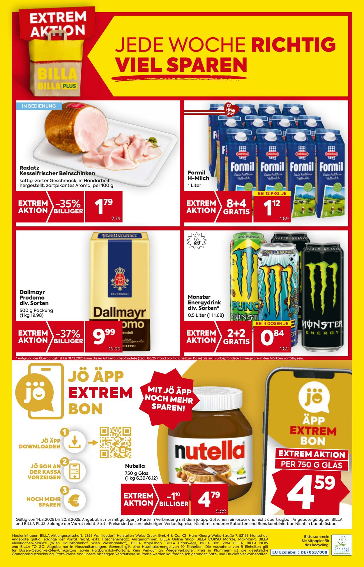Prospekt Billa 14.08.2025 - 20.08.2025