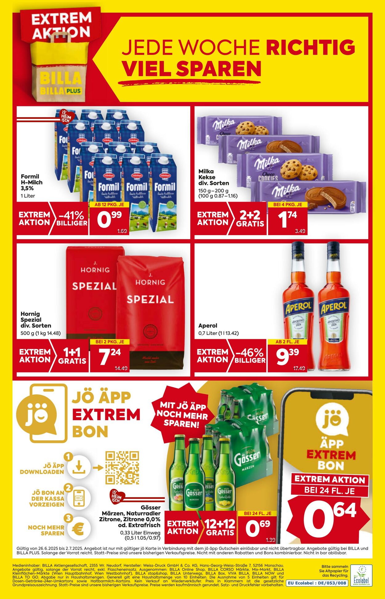 Prospekt Billa 26.06.2025 - 02.07.2025