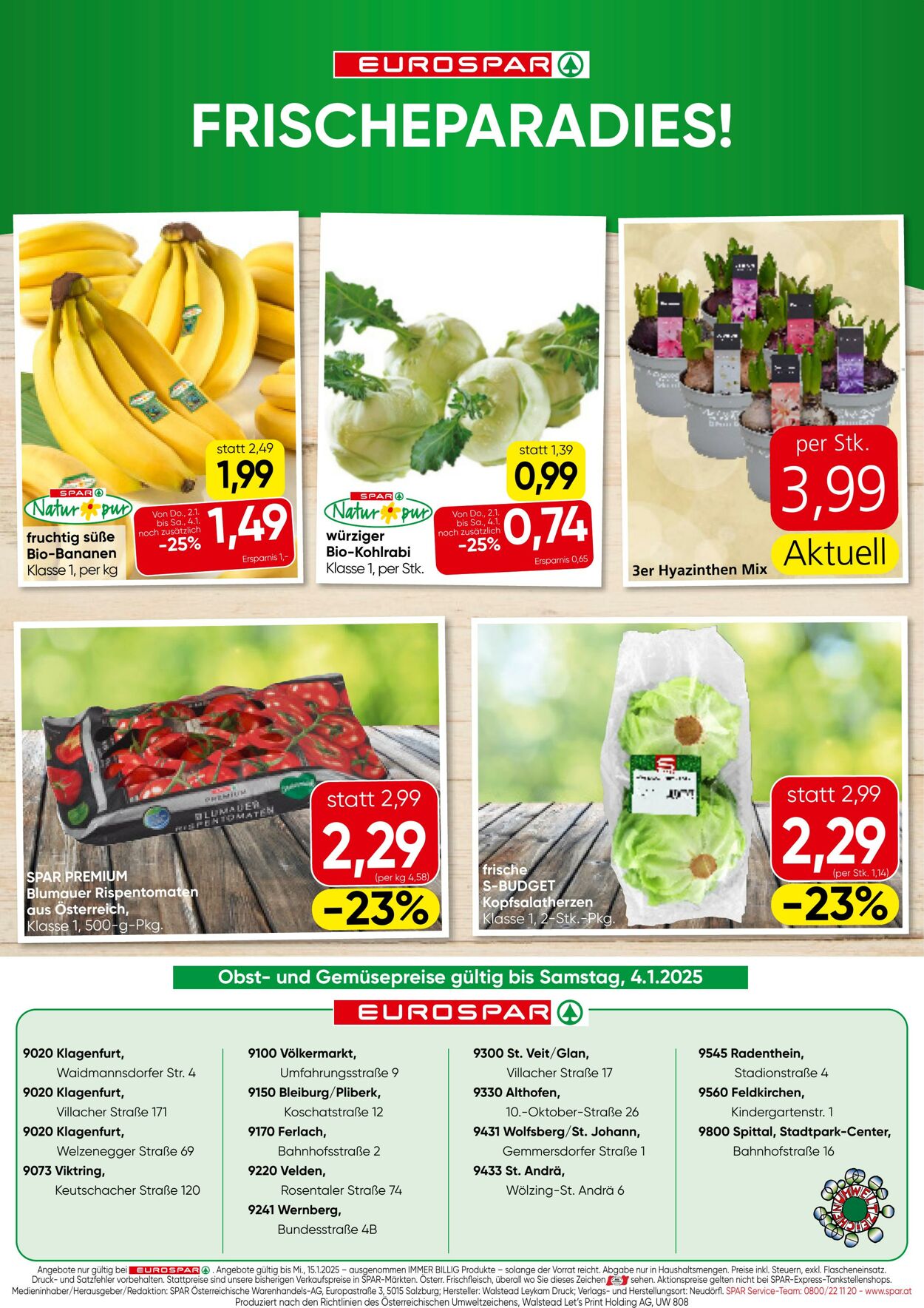 Prospekt Eurospar 02.01.2025 - 15.01.2025