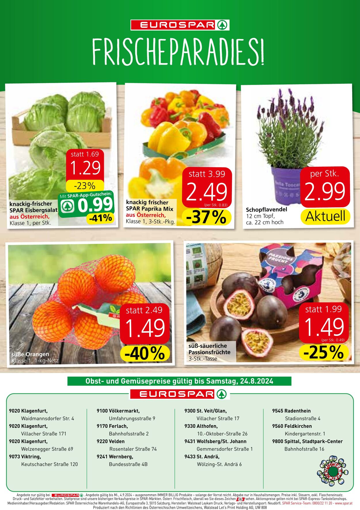 Prospekt Eurospar 22.08.2024 - 04.09.2024