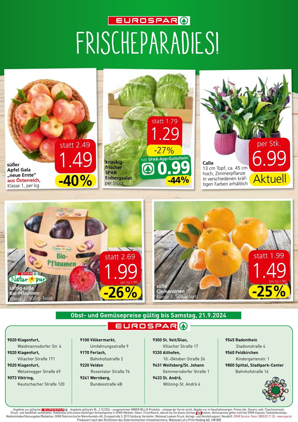 Prospekt Eurospar 19.09.2024 - 02.10.2024