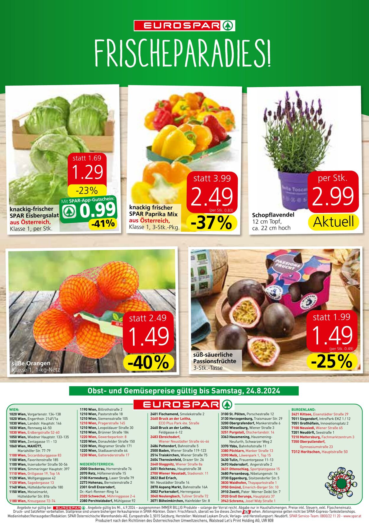 Prospekt Eurospar 22.08.2024 - 04.09.2024