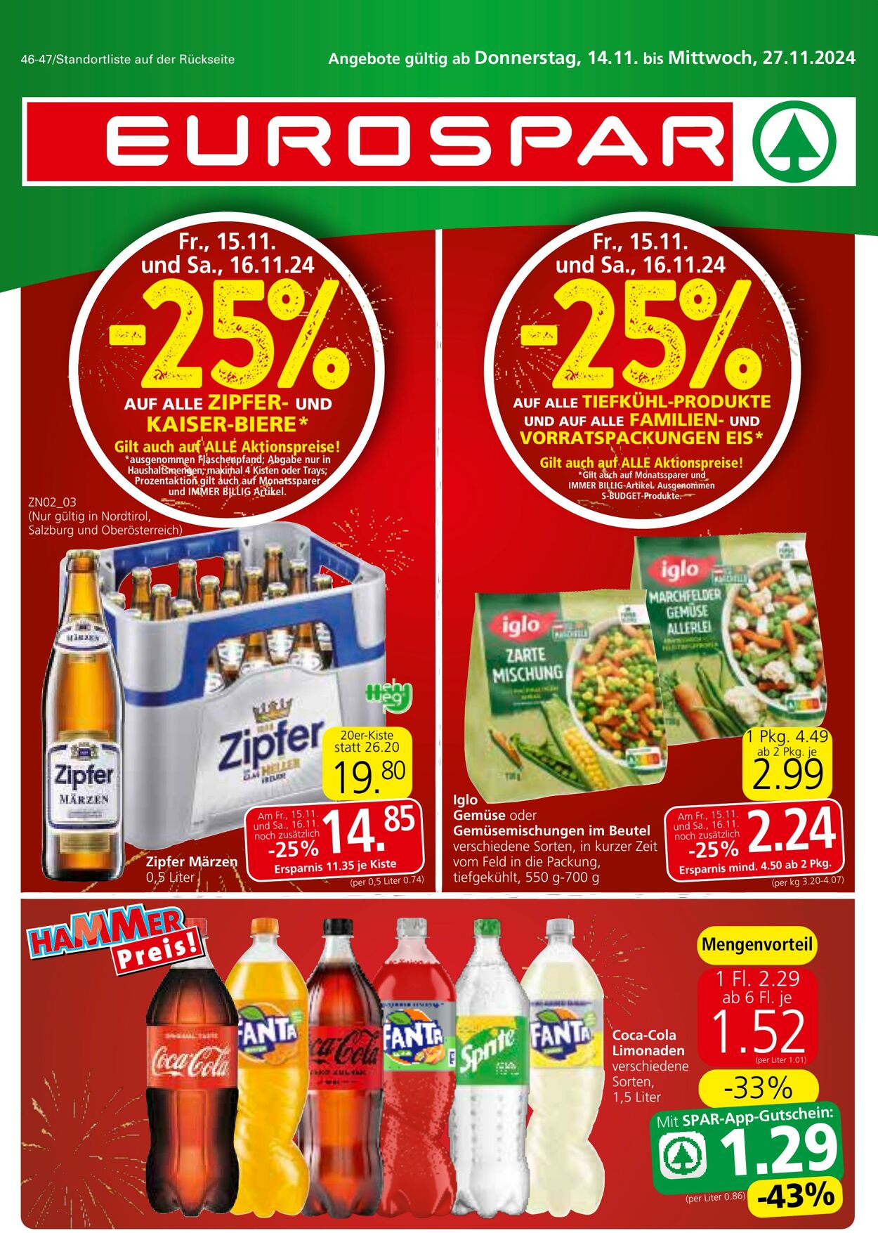 Prospekt Eurospar 14.11.2024 - 27.11.2024