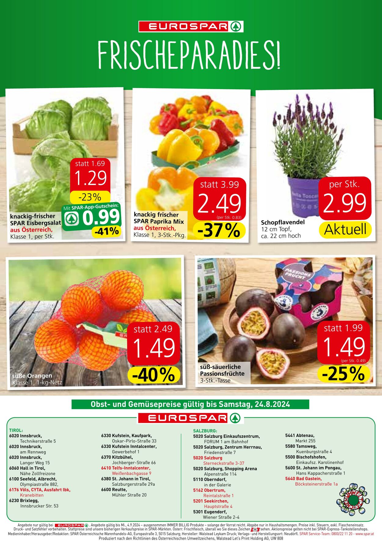 Prospekt Eurospar 22.08.2024 - 04.09.2024