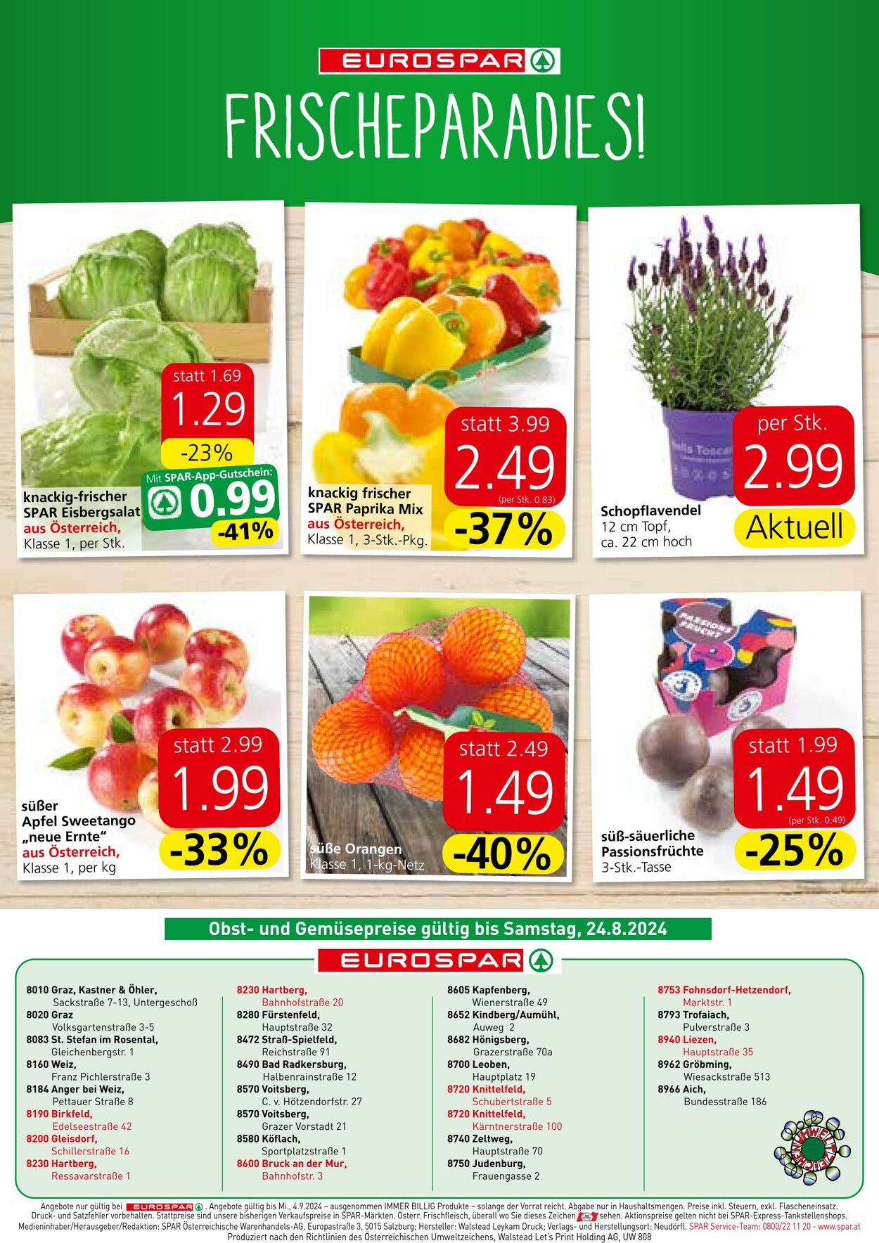 Prospekt Eurospar 22.08.2024 - 04.09.2024