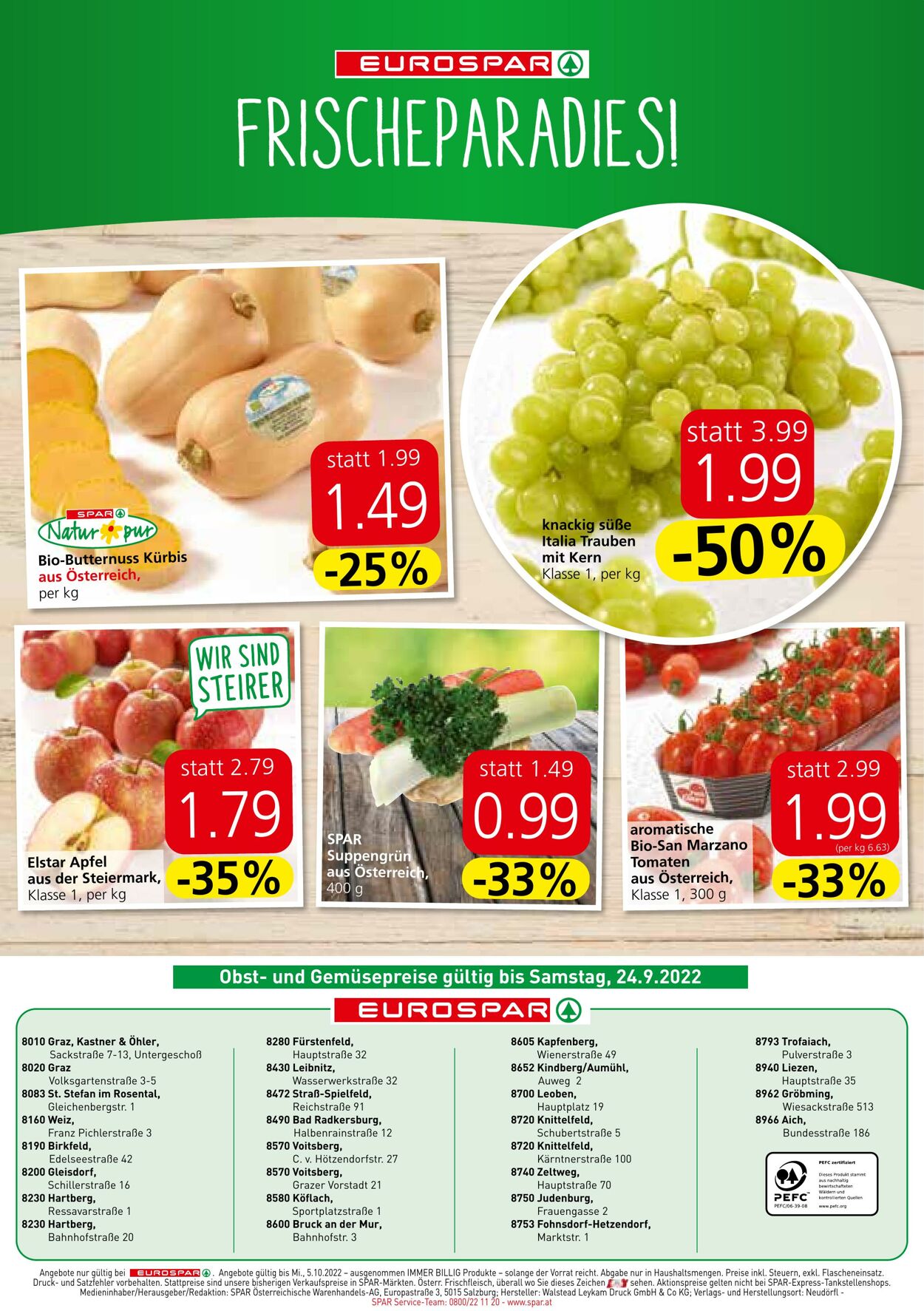 Prospekt Eurospar 22.09.2022 - 05.10.2022