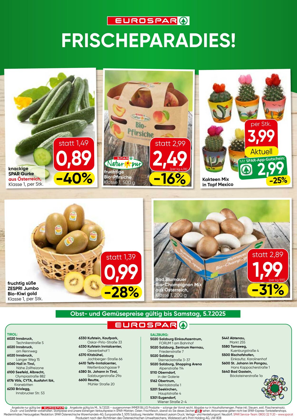 Prospekt Eurospar 03.07.2025 - 16.07.2025