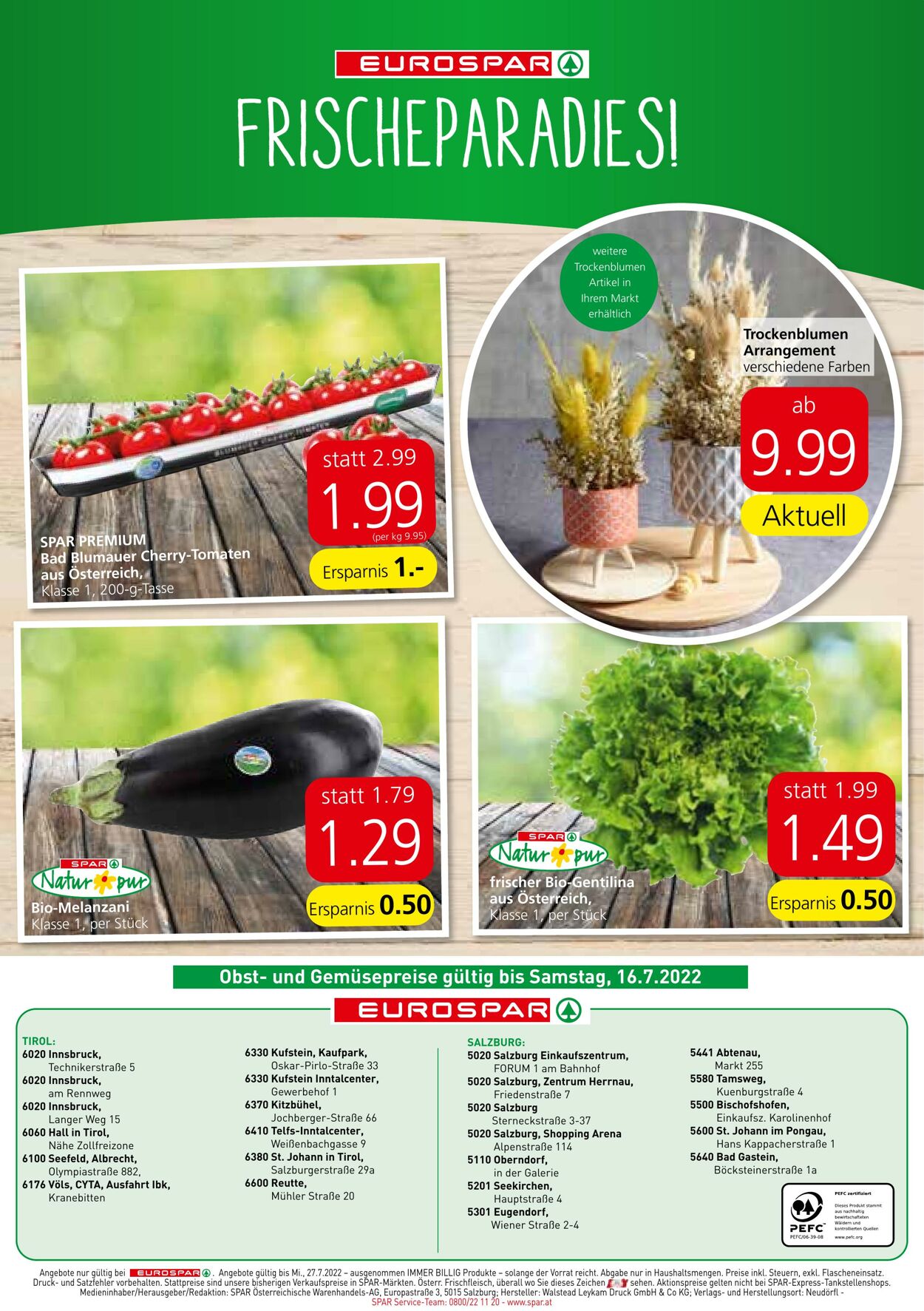 Prospekt Eurospar 14.07.2022 - 27.07.2022