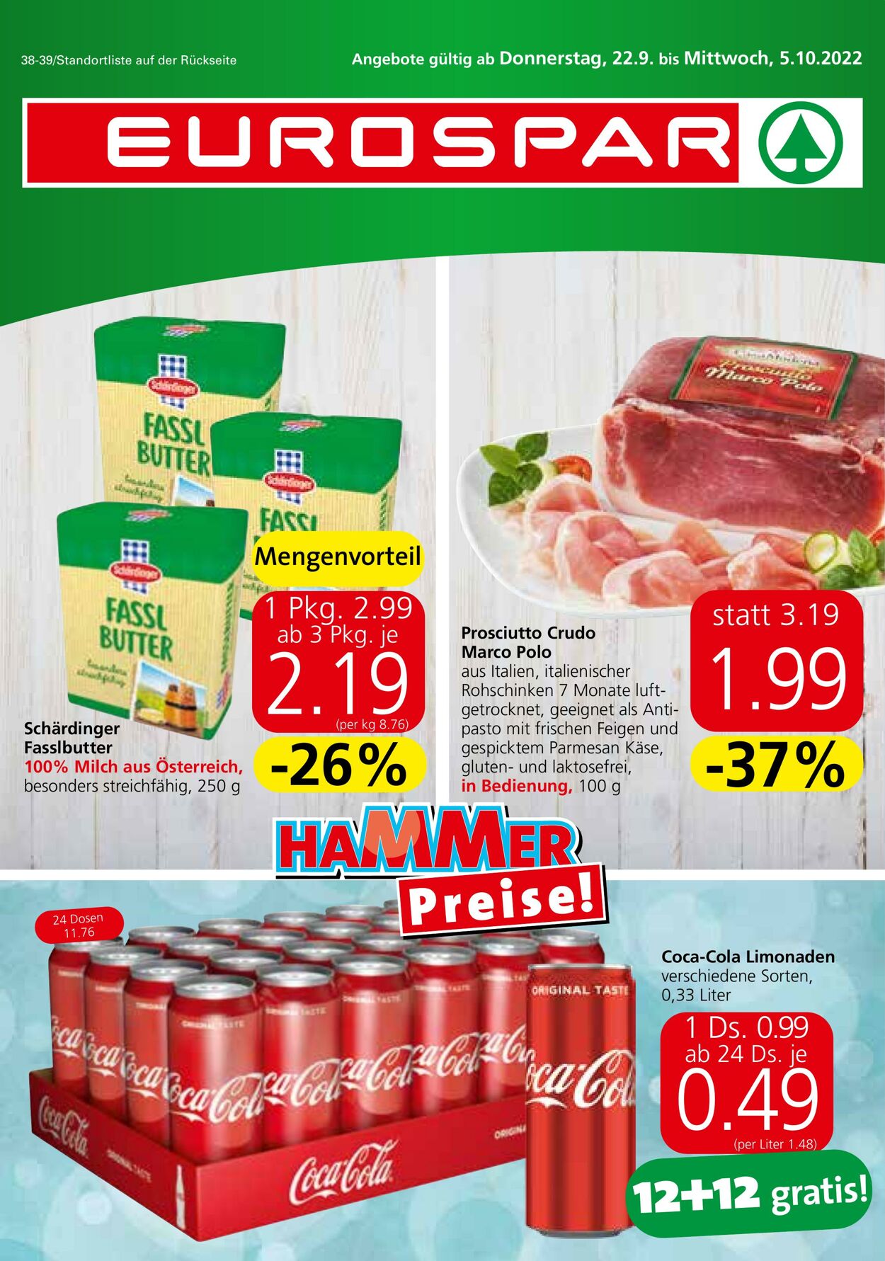 Prospekt Eurospar 22.09.2022 - 05.10.2022