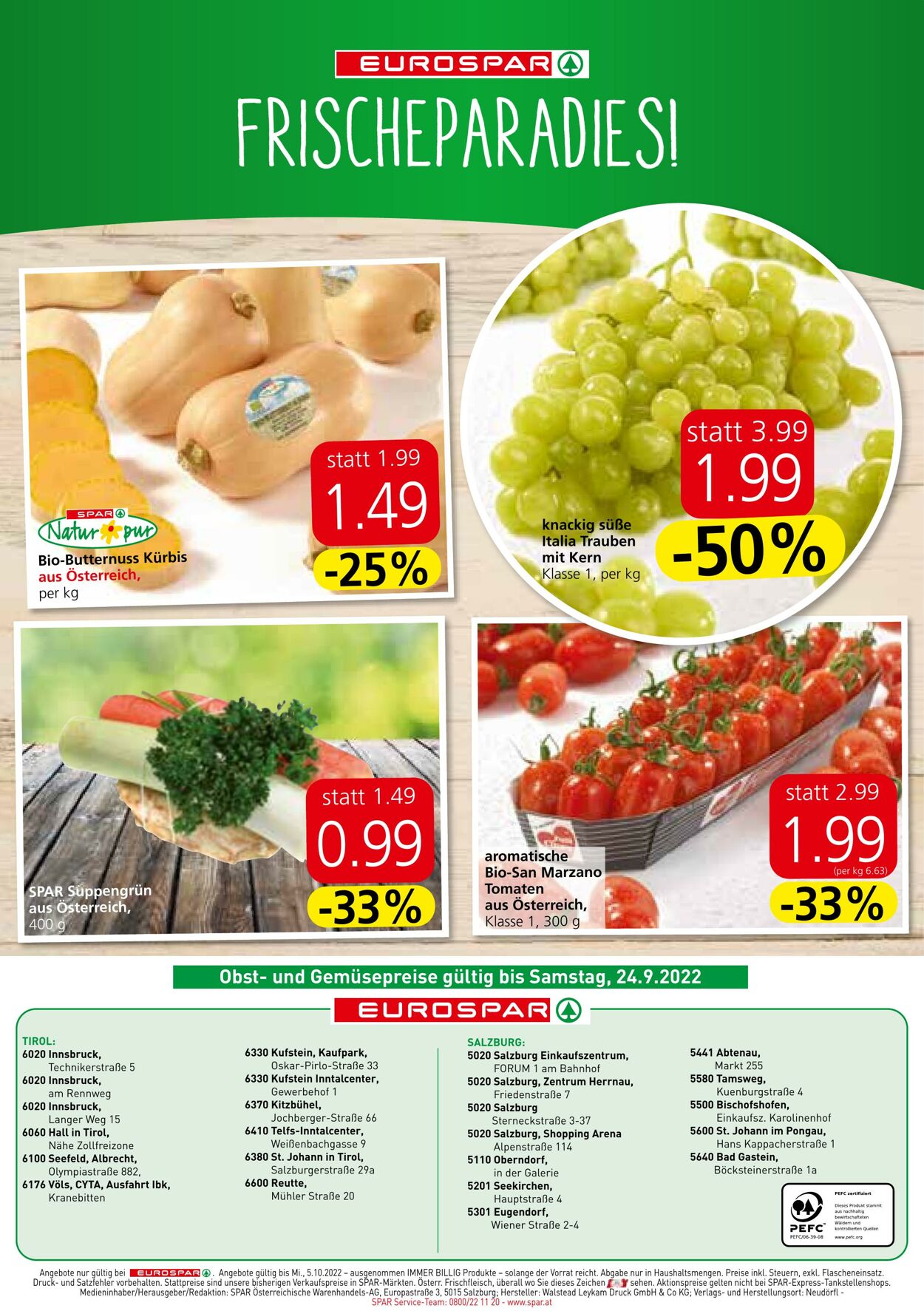 Prospekt Eurospar 22.09.2022 - 05.10.2022