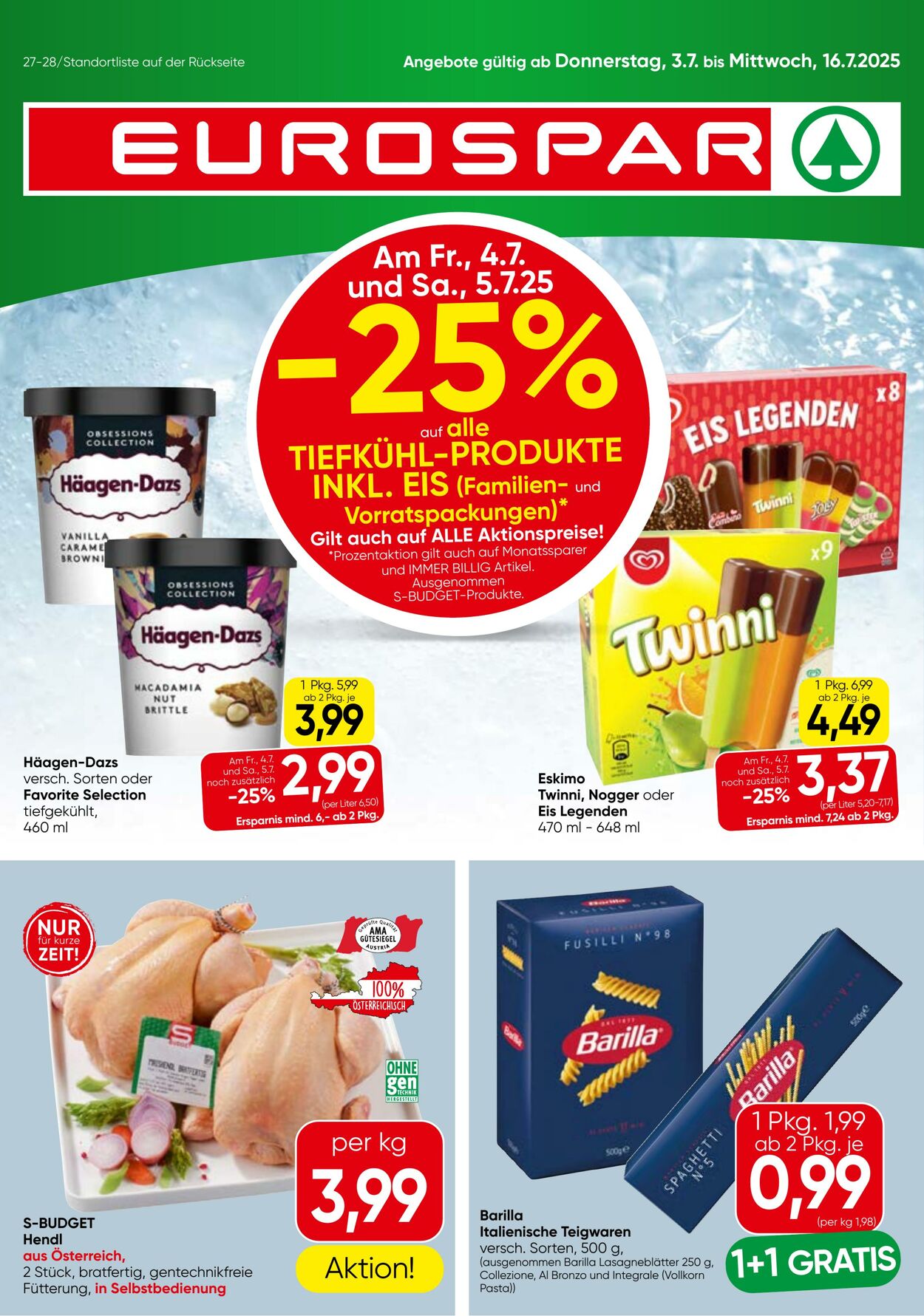 Prospekt Eurospar - Voralberg - Flugblatt KW 27 3 Jul, 2025 - 16 Jul, 2025