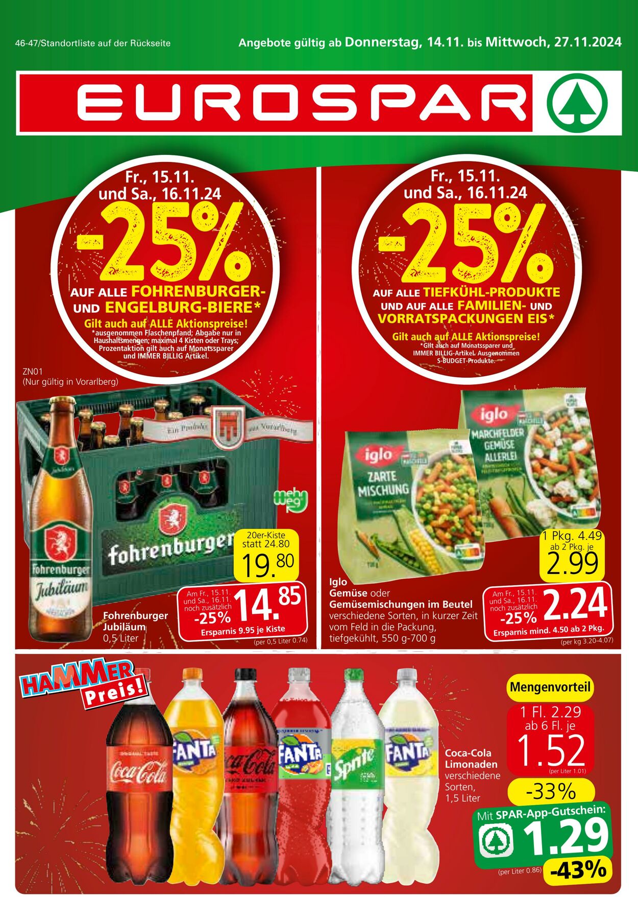 Prospekt Eurospar 14.11.2024 - 27.11.2024