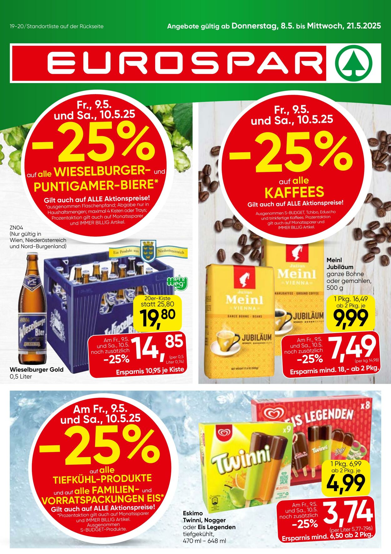 Prospekt Eurospar - Wien - Flugblatt KW 19 8 Mai, 2025 - 21 Mai, 2025