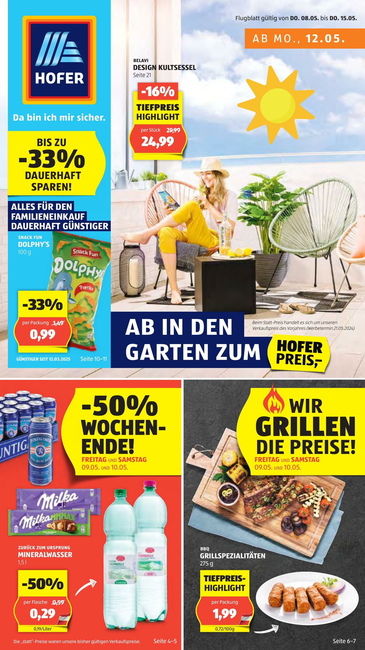 Prospekt Hofer - Angebote gültig ab Freitag, 09.05., Montag 12.05. und Donnerstag, 15.05.2025. 9 Mai, 2025 - 15 Mai, 2025