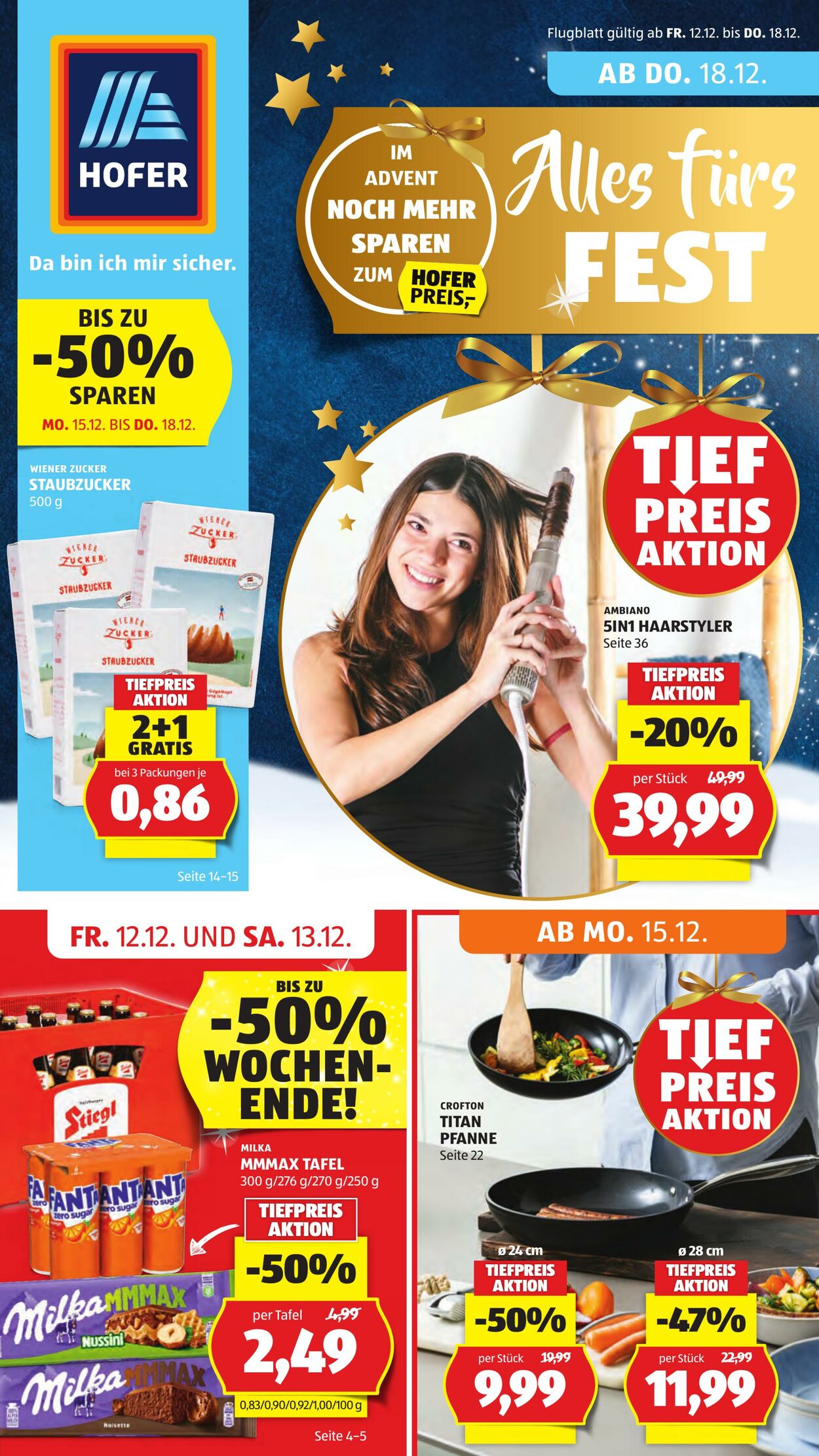 Prospekt Hofer - Angebote gültig ab Freitag, 12.12., Montag 15.12. bis Donnerstag, 18.12.2025 12 Dez, 2025 - 18 Dez, 2025