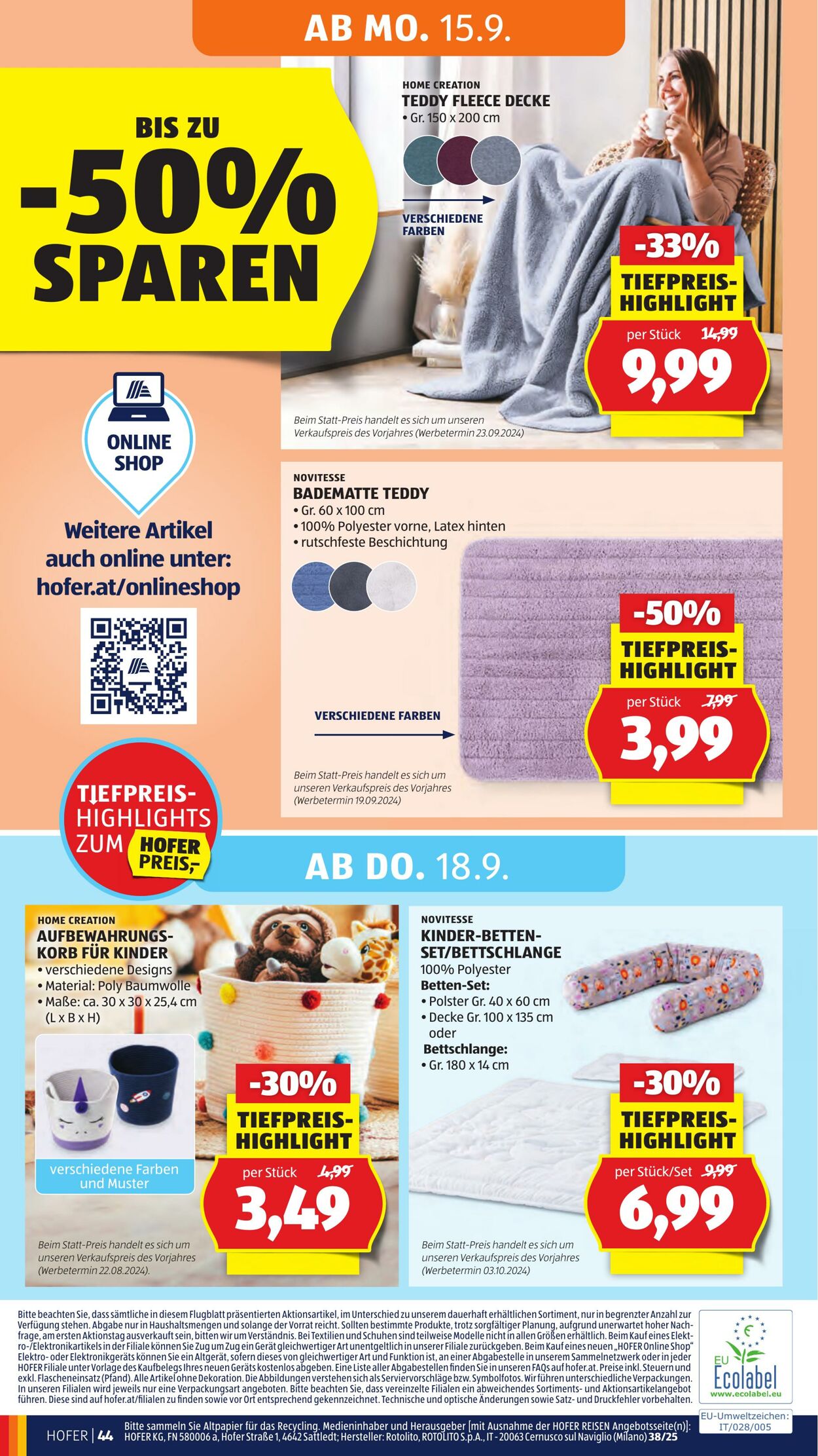 Prospekt Hofer 12.09.2025 - 18.09.2025