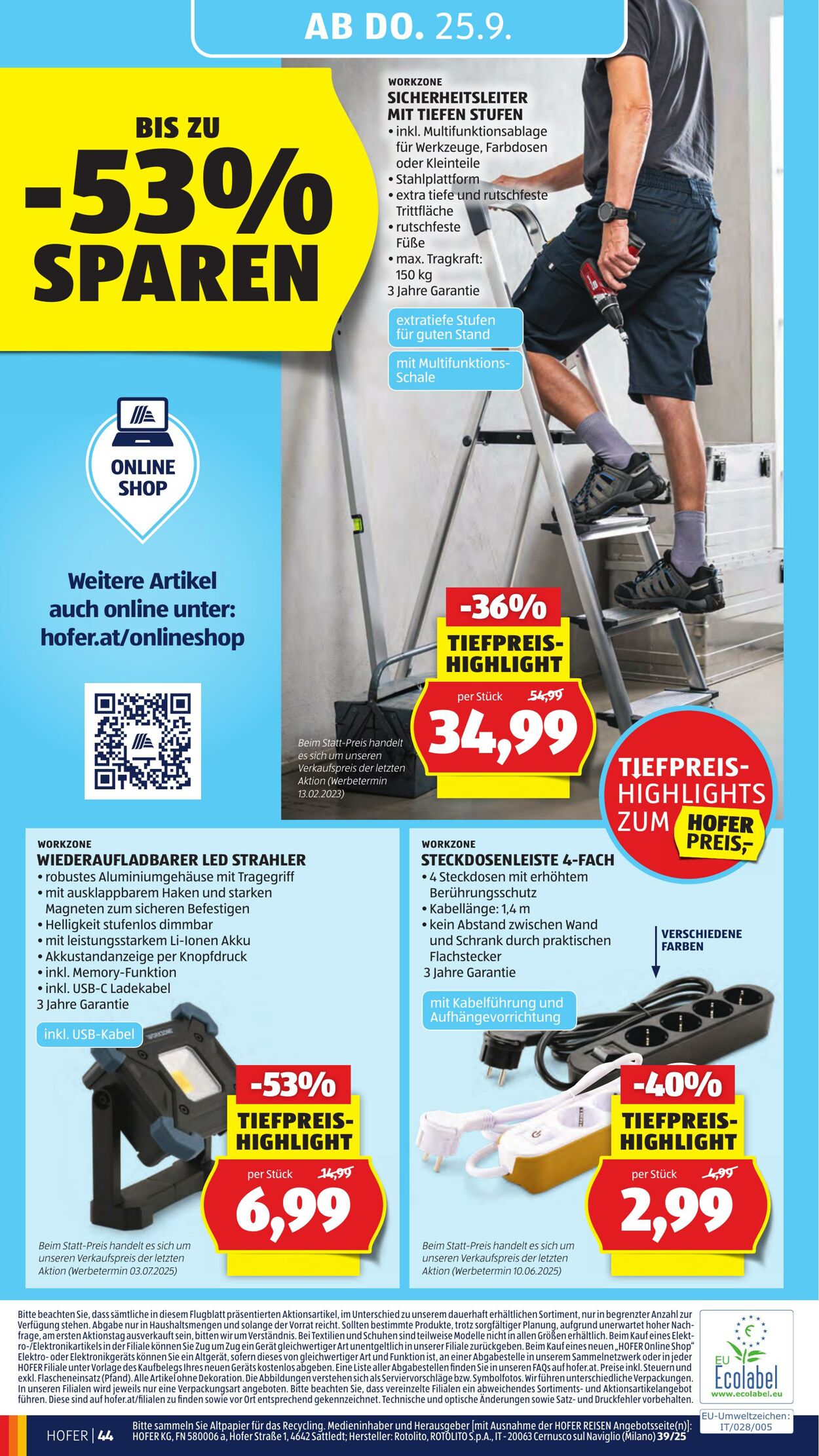 Prospekt Hofer 19.09.2025 - 25.09.2025