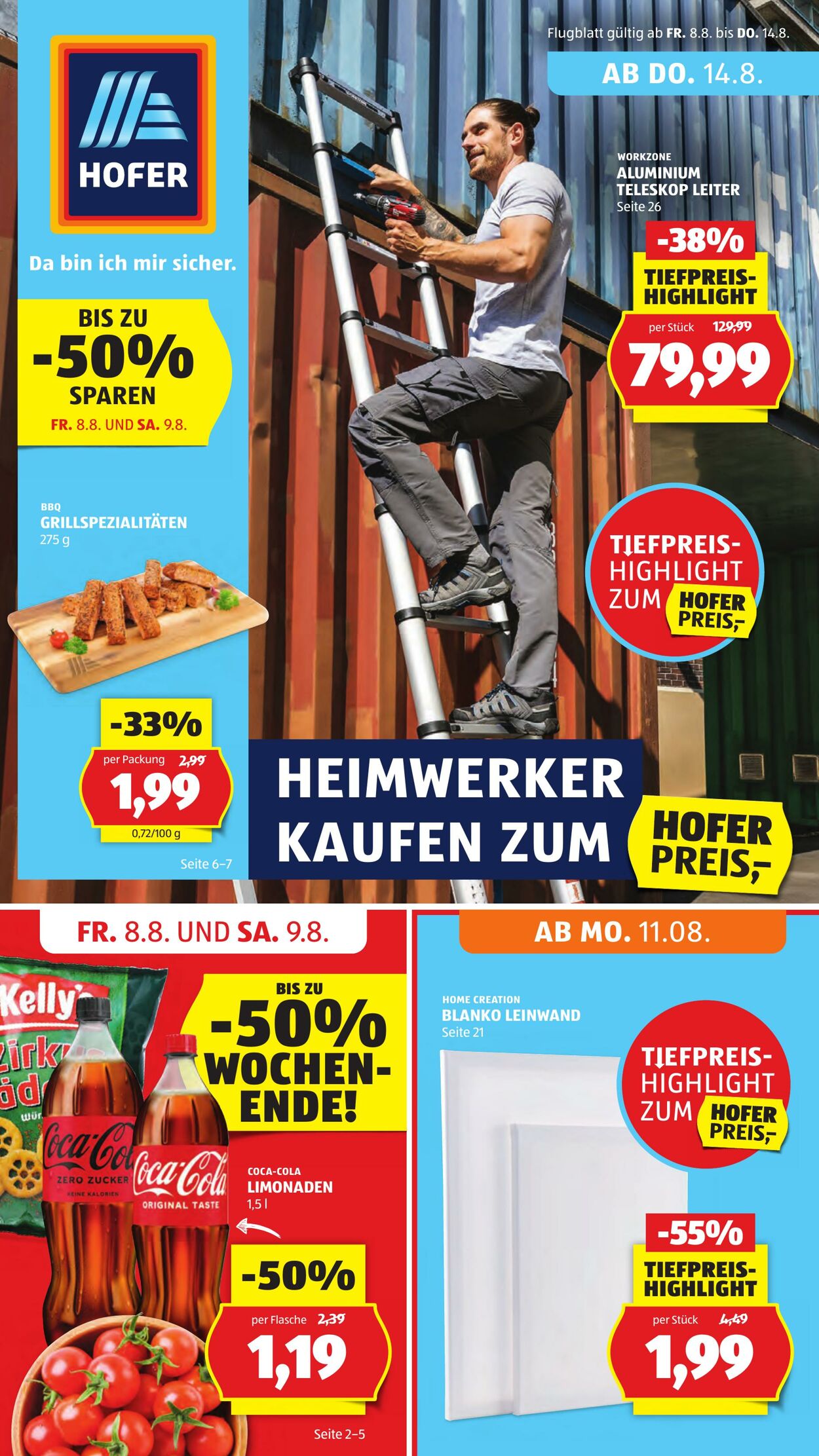 Prospekt Hofer - Angebote gültig ab Freitag, 8.8., Montag 11.8. bis Donnerstag, 14.8.2025 8 Aug, 2025 - 14 Aug, 2025