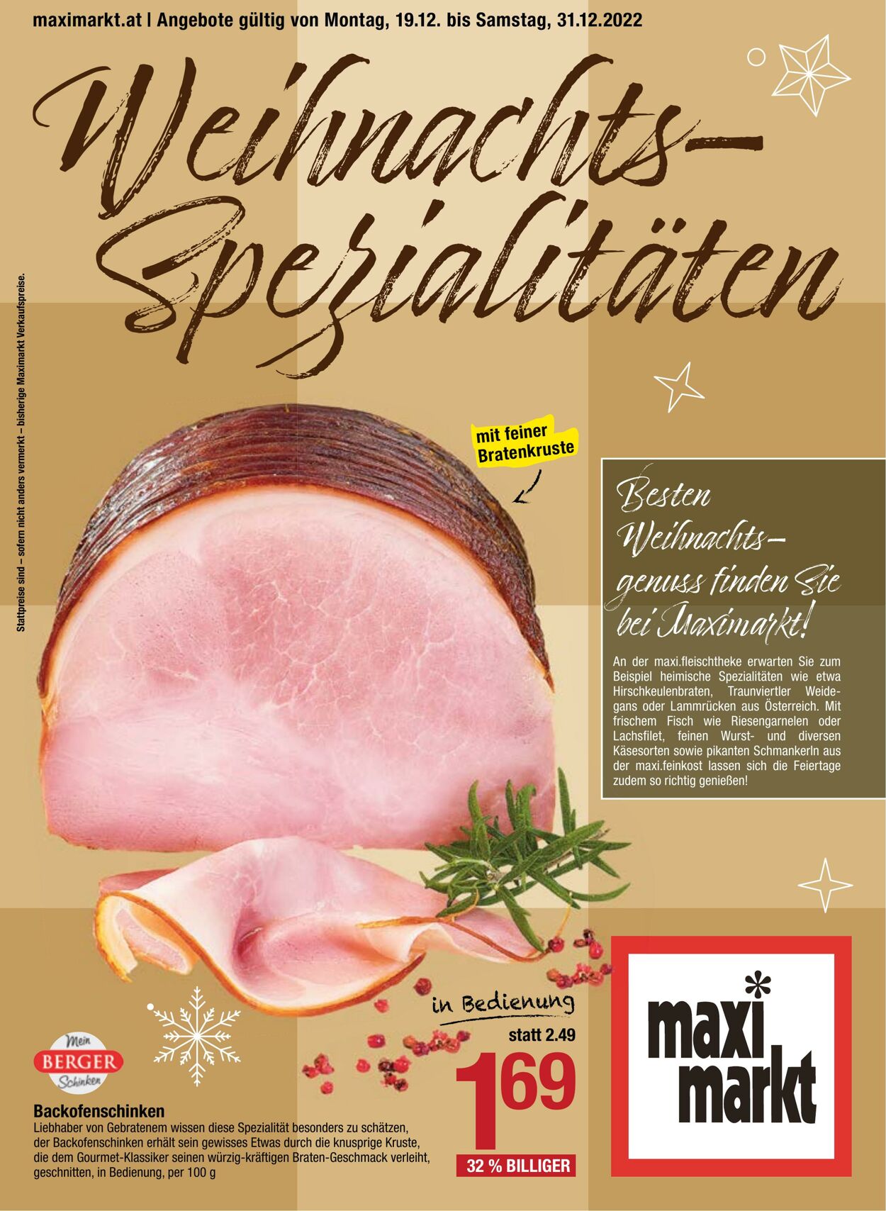 Prospekt Maximarkt 19.12.2022 - 31.12.2022