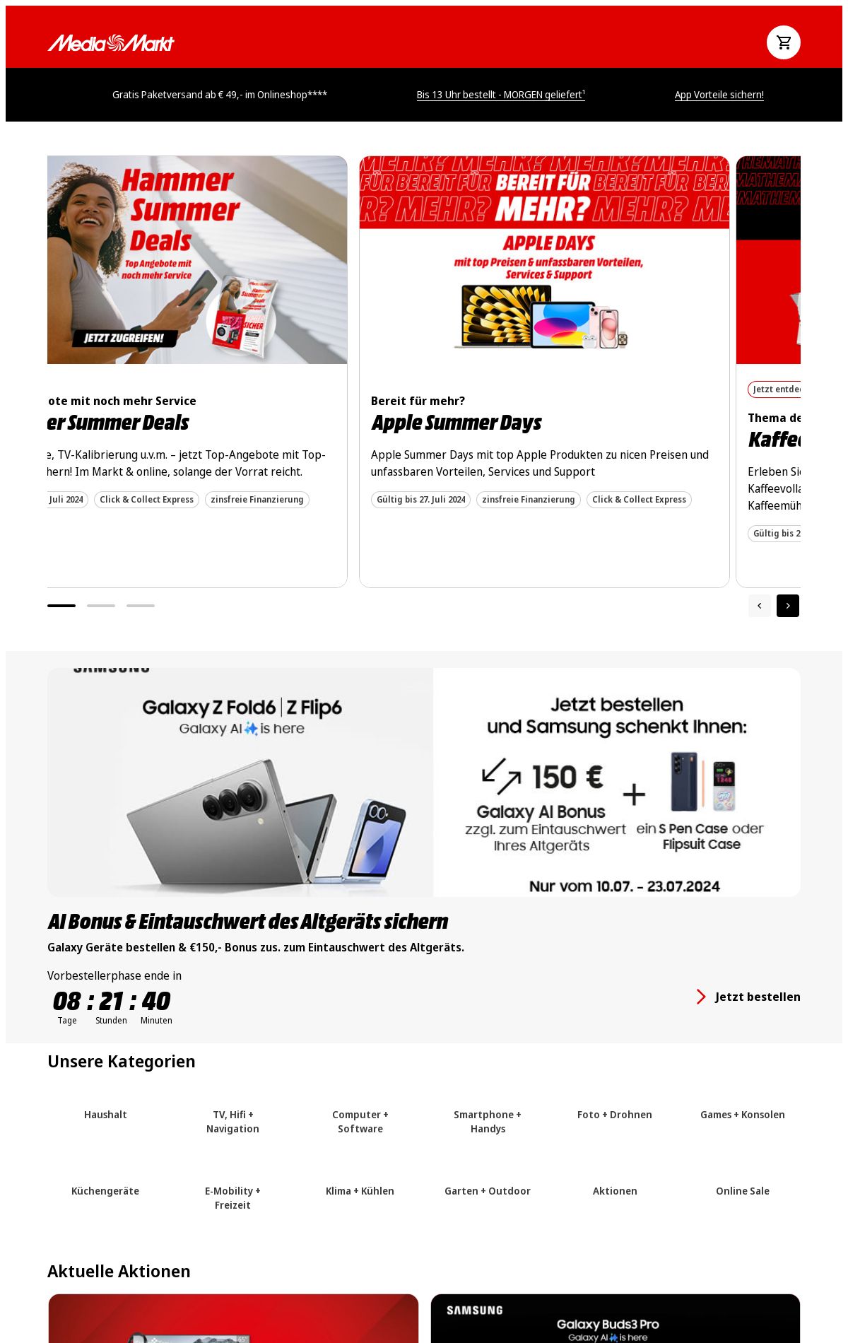 Prospekt Media Markt 15.07.2024 - 24.07.2024