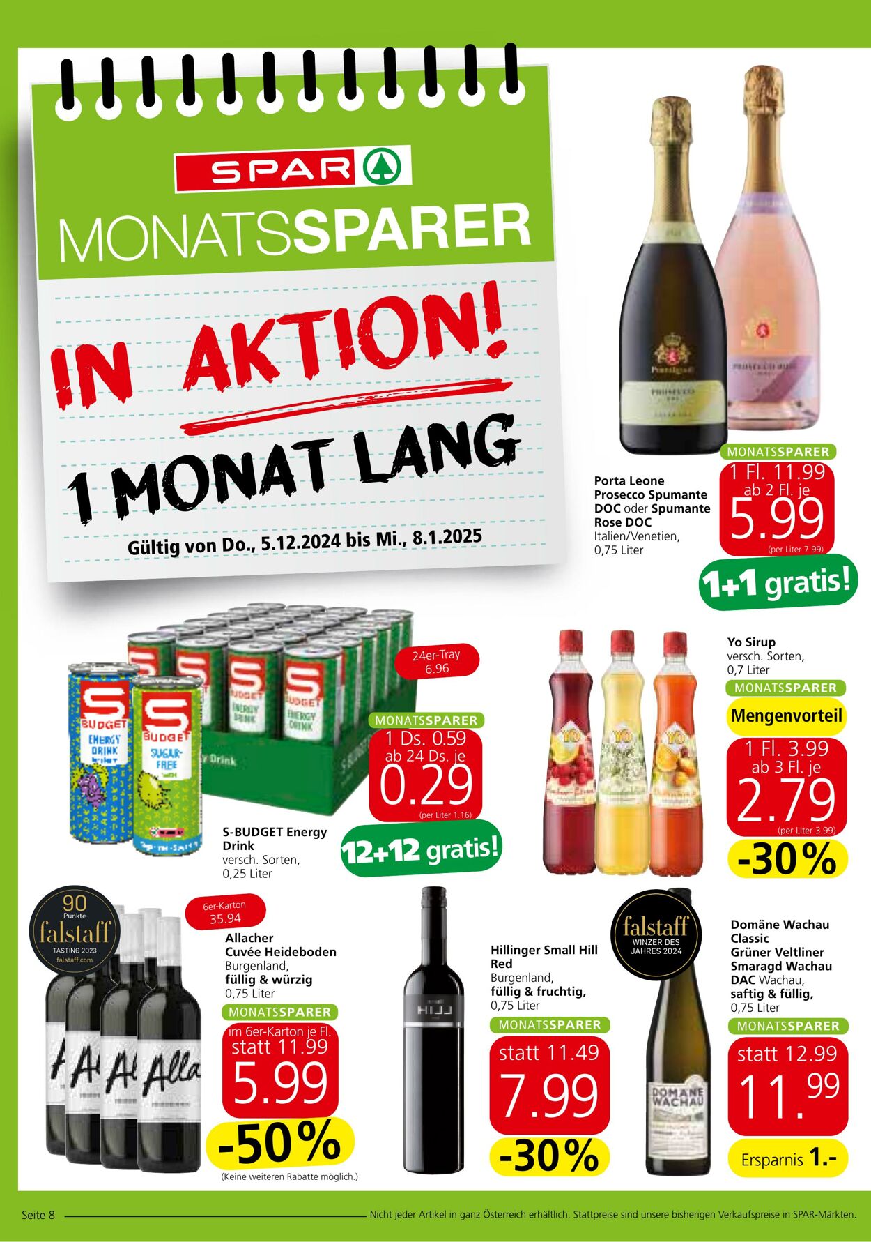 Prospekt Spar - Burgenland - Monatssparer KW 49 5 Dez, 2025 - 8 Jän, 2026
