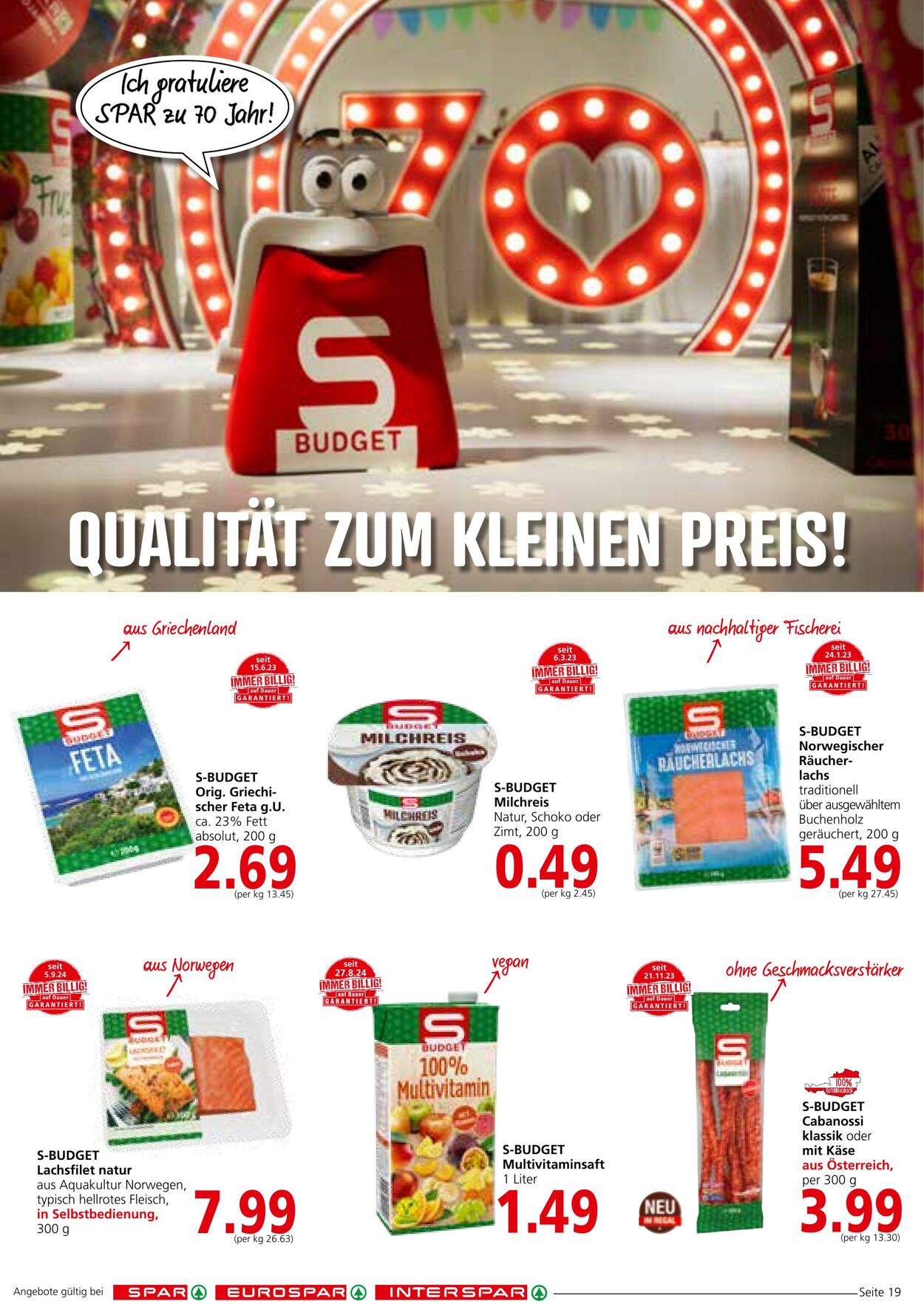 Prospekt Spar 19.09.2024 - 02.10.2024