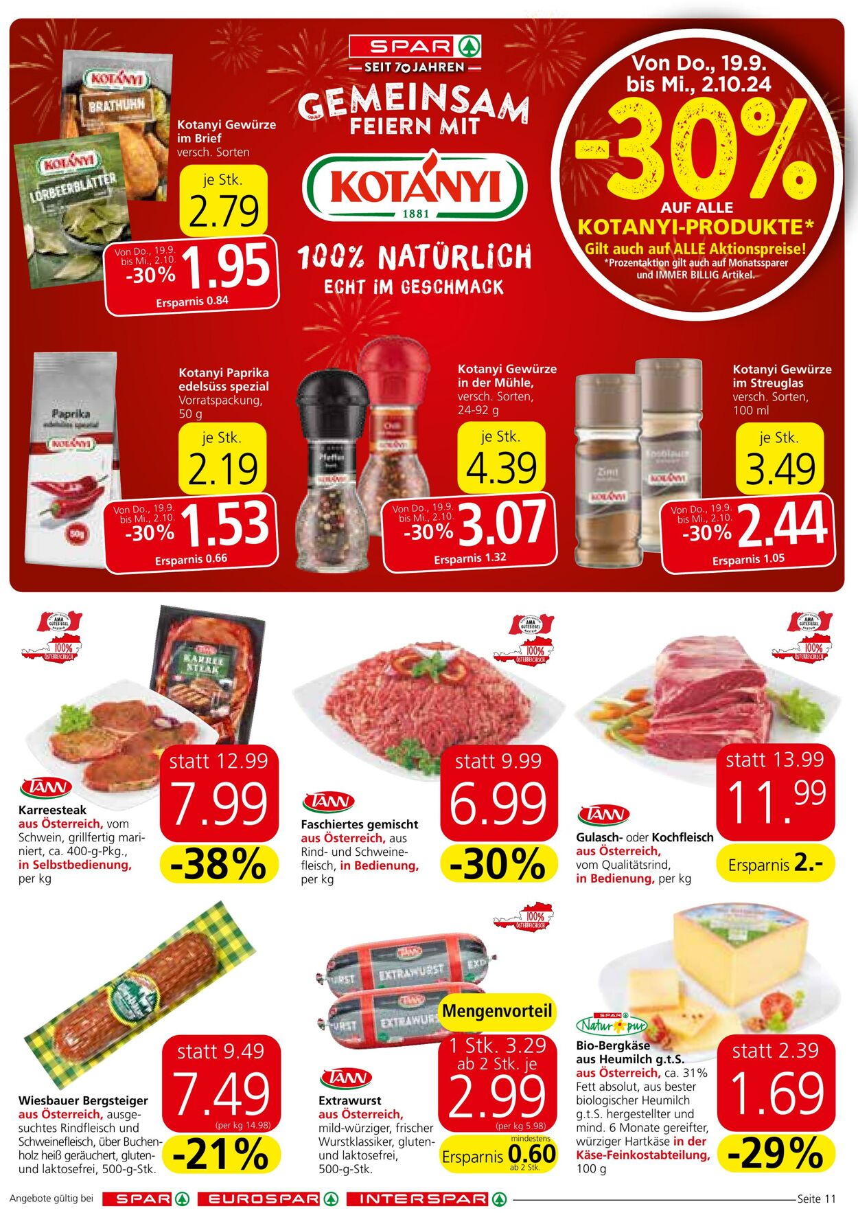 Prospekt Spar 19.09.2024 - 02.10.2024