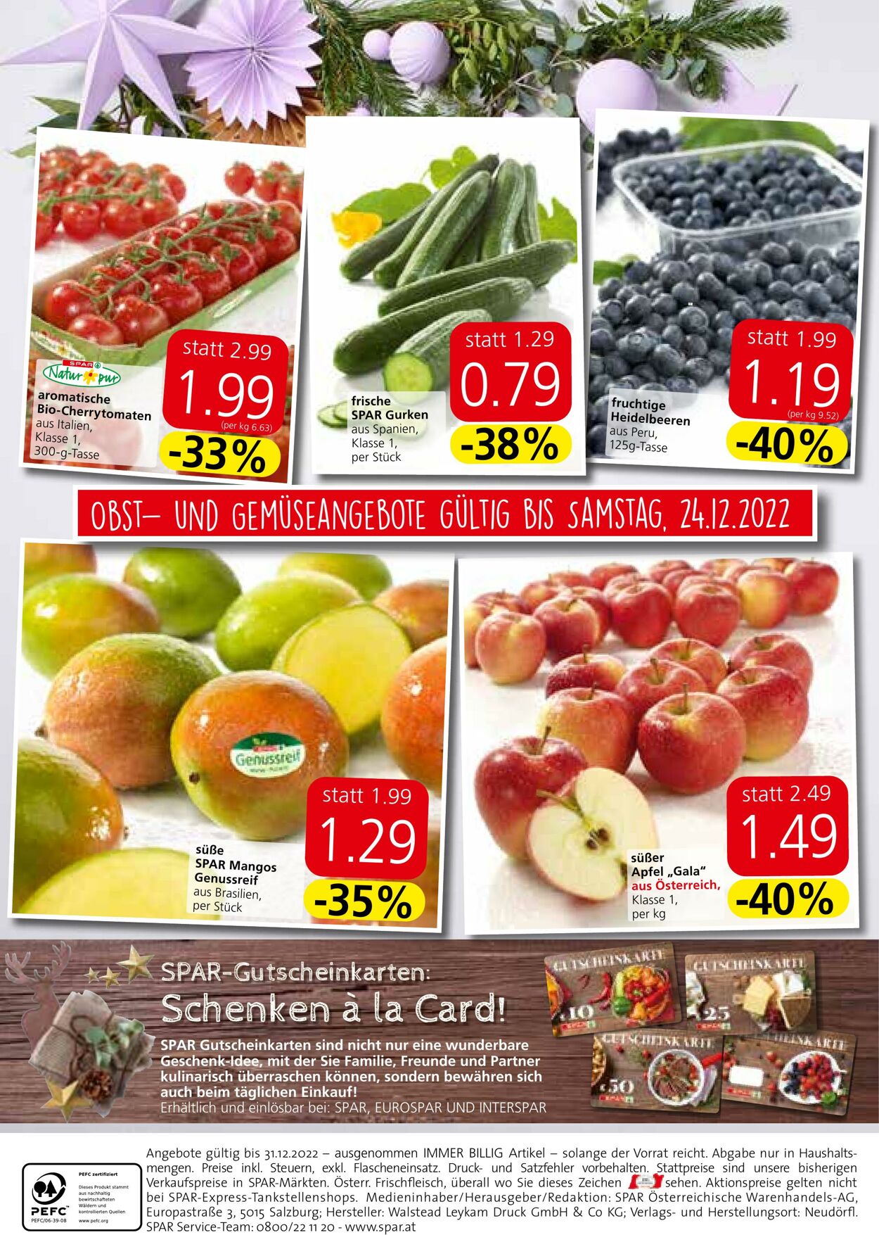 Prospekt Spar 21.12.2022 - 31.12.2022