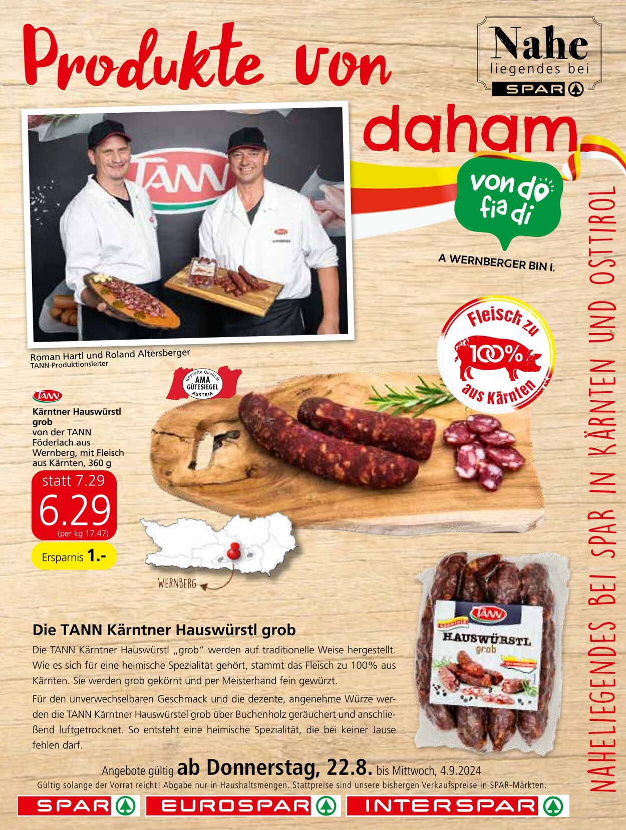 Prospekt Spar 22.08.2024 - 04.09.2024