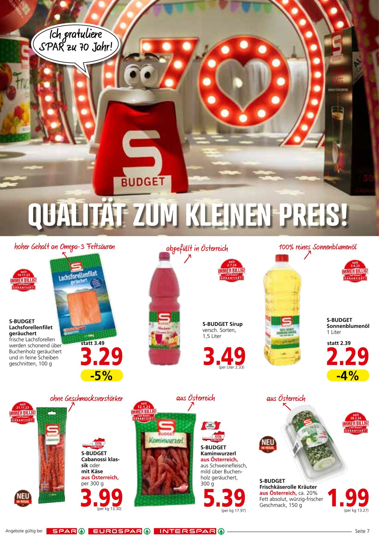 Prospekt Spar 25.07.2024 - 08.08.2024