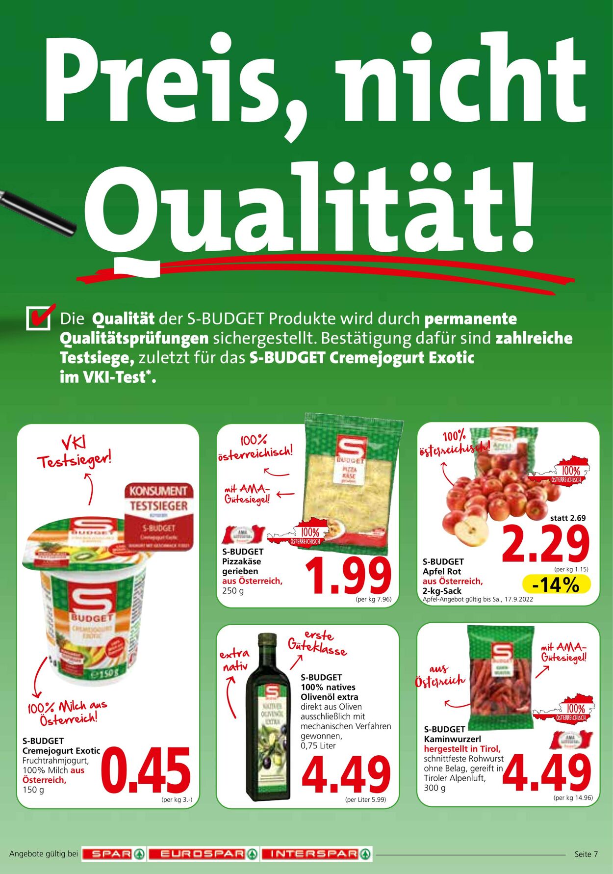 Prospekt Spar 15.09.2022 - 21.09.2022