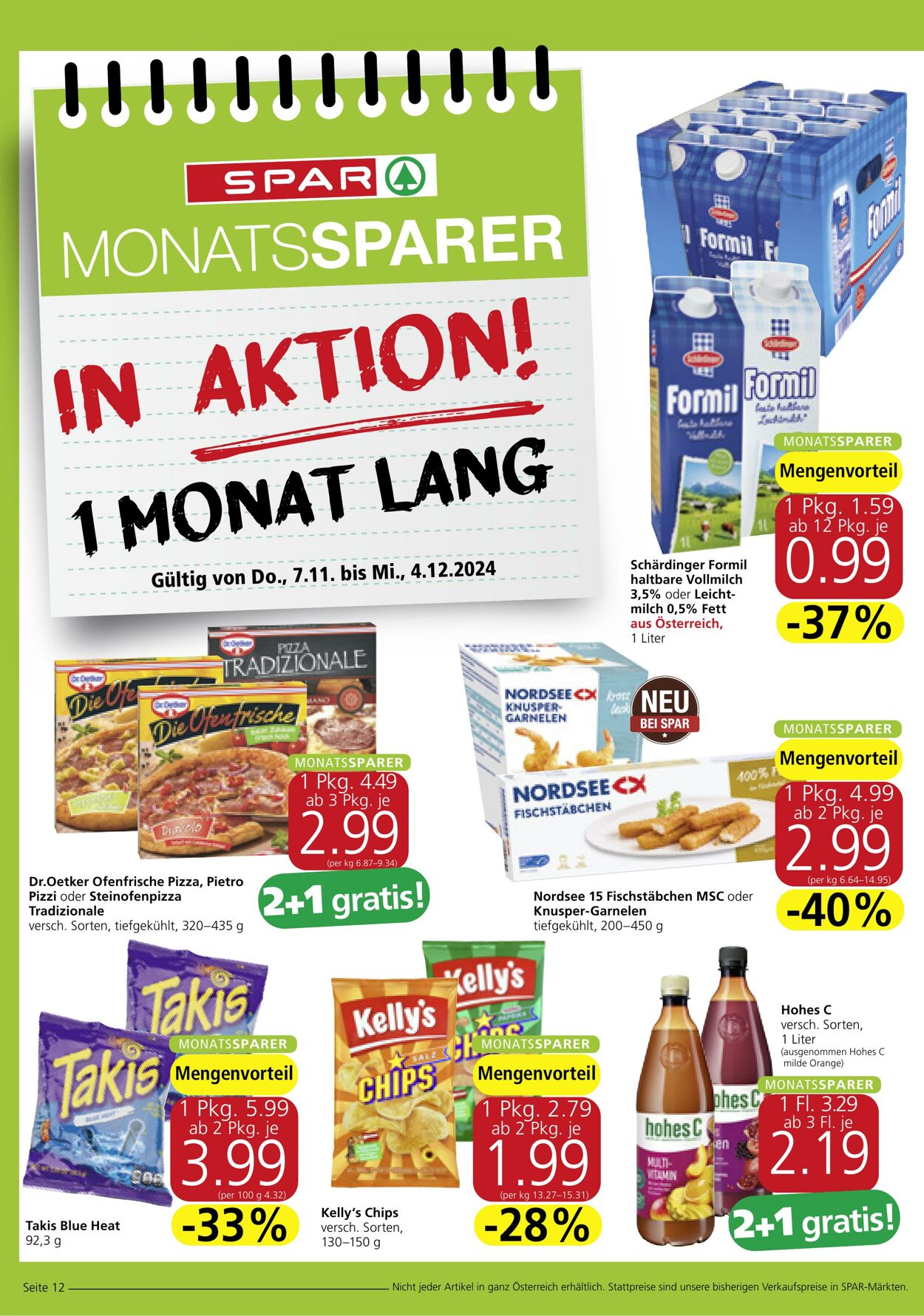 Prospekt Spar - Tirol - SPAR Monatssparer KW 45 7 Nov, 2024 - 4 Dez, 2024