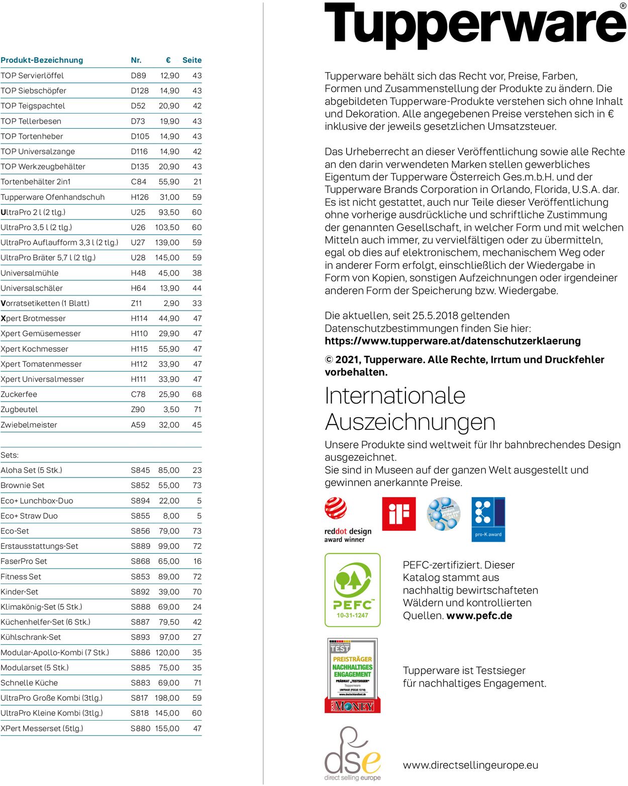Prospekt Tupperware 01.05.2021 - 31.08.2021