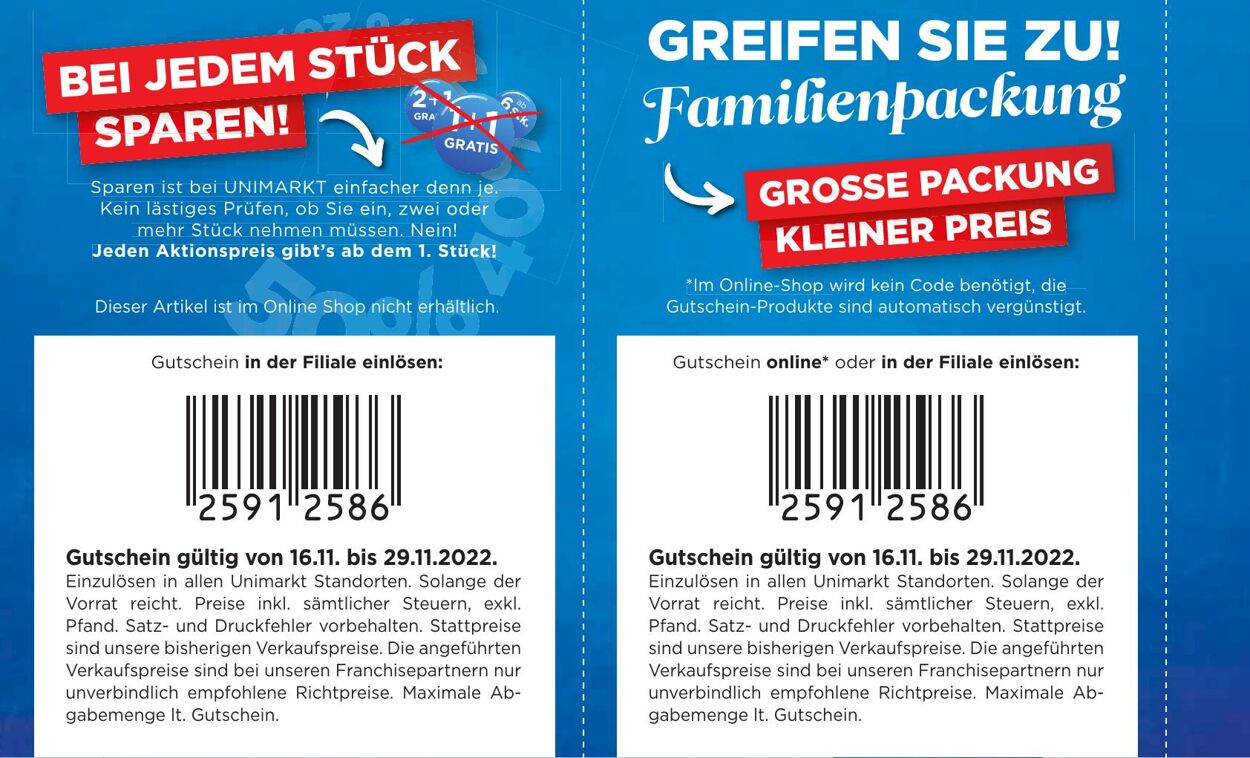 Prospekt Unimarkt 16.11.2022 - 29.11.2022