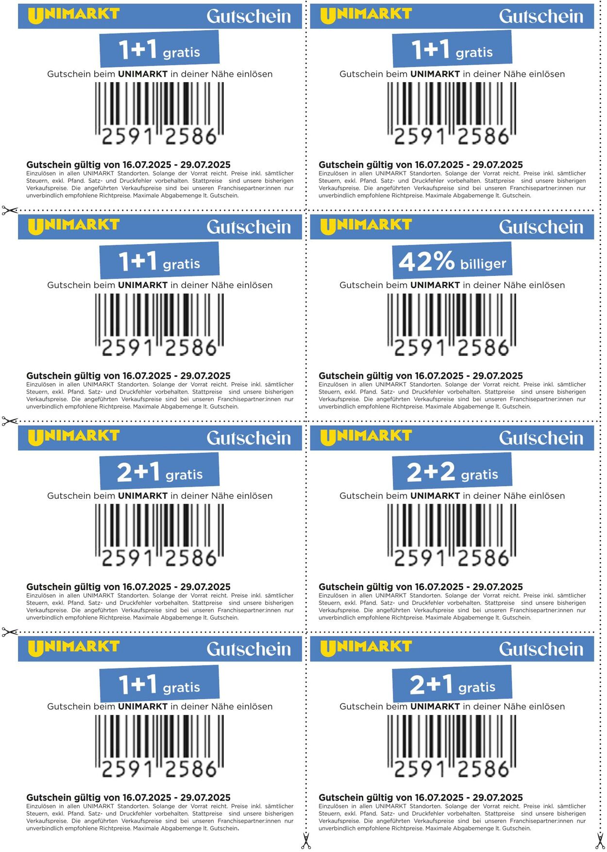 Prospekt Unimarkt 16.07.2025 - 29.07.2025