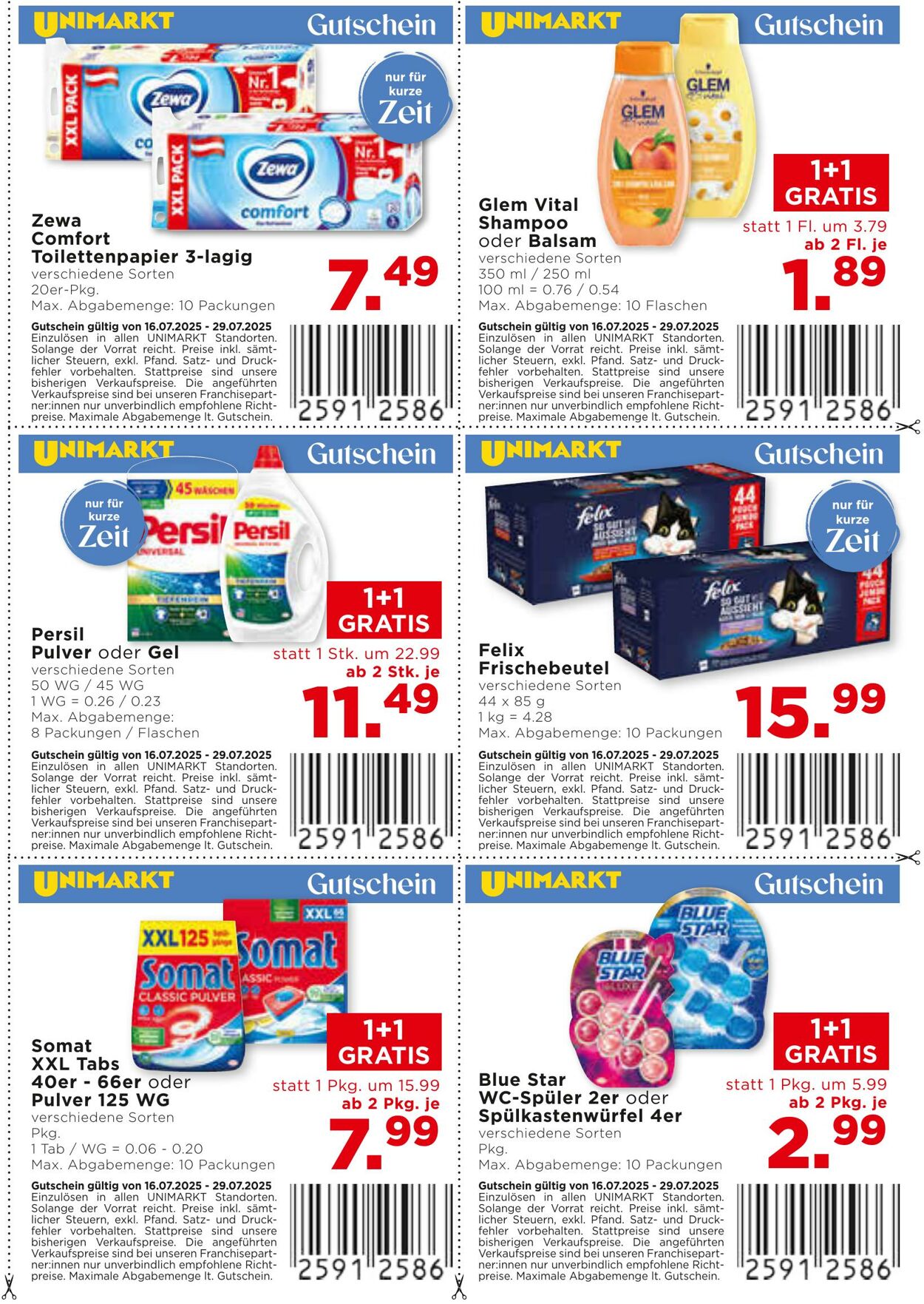 Prospekt Unimarkt 16.07.2025 - 29.07.2025