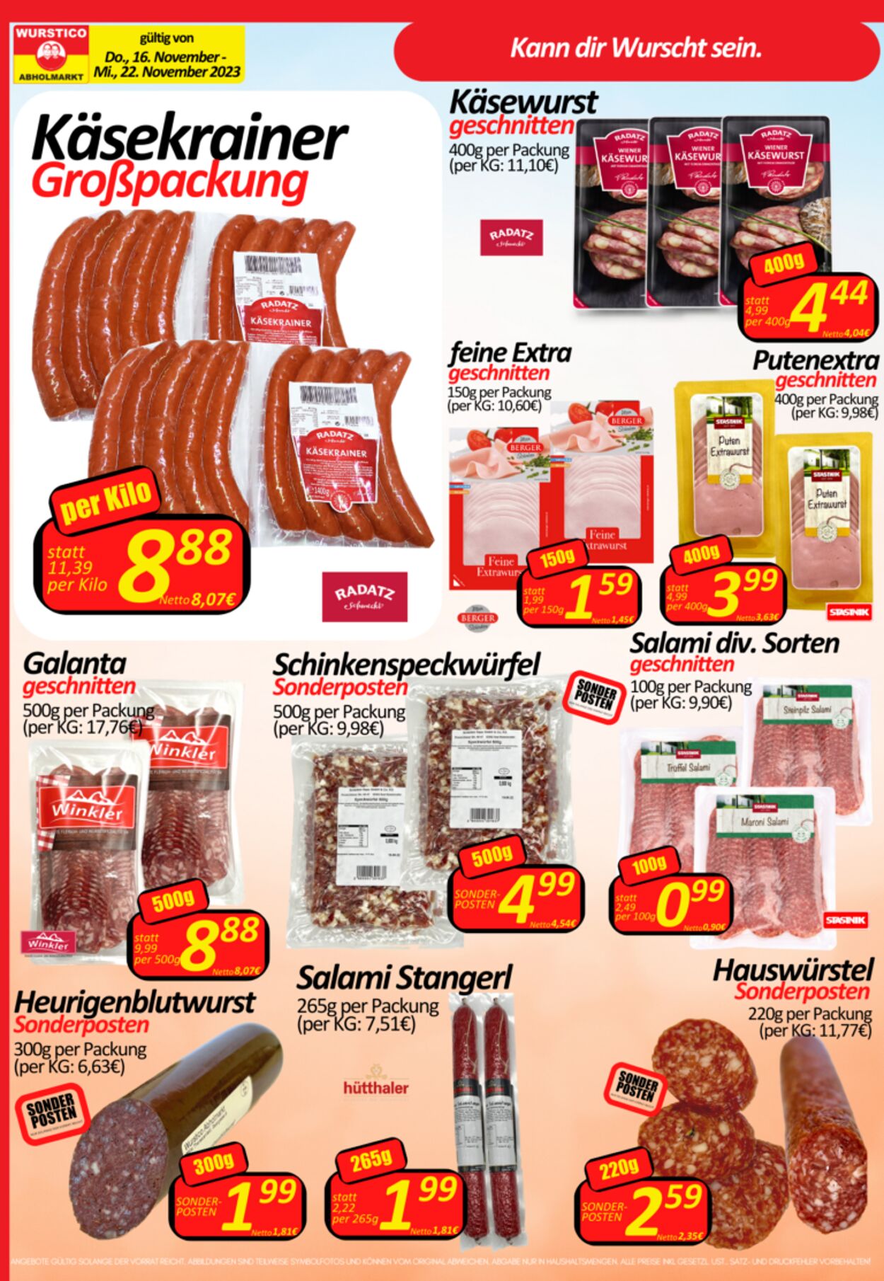 Prospekt Wurstico 16.11.2023 - 22.11.2023