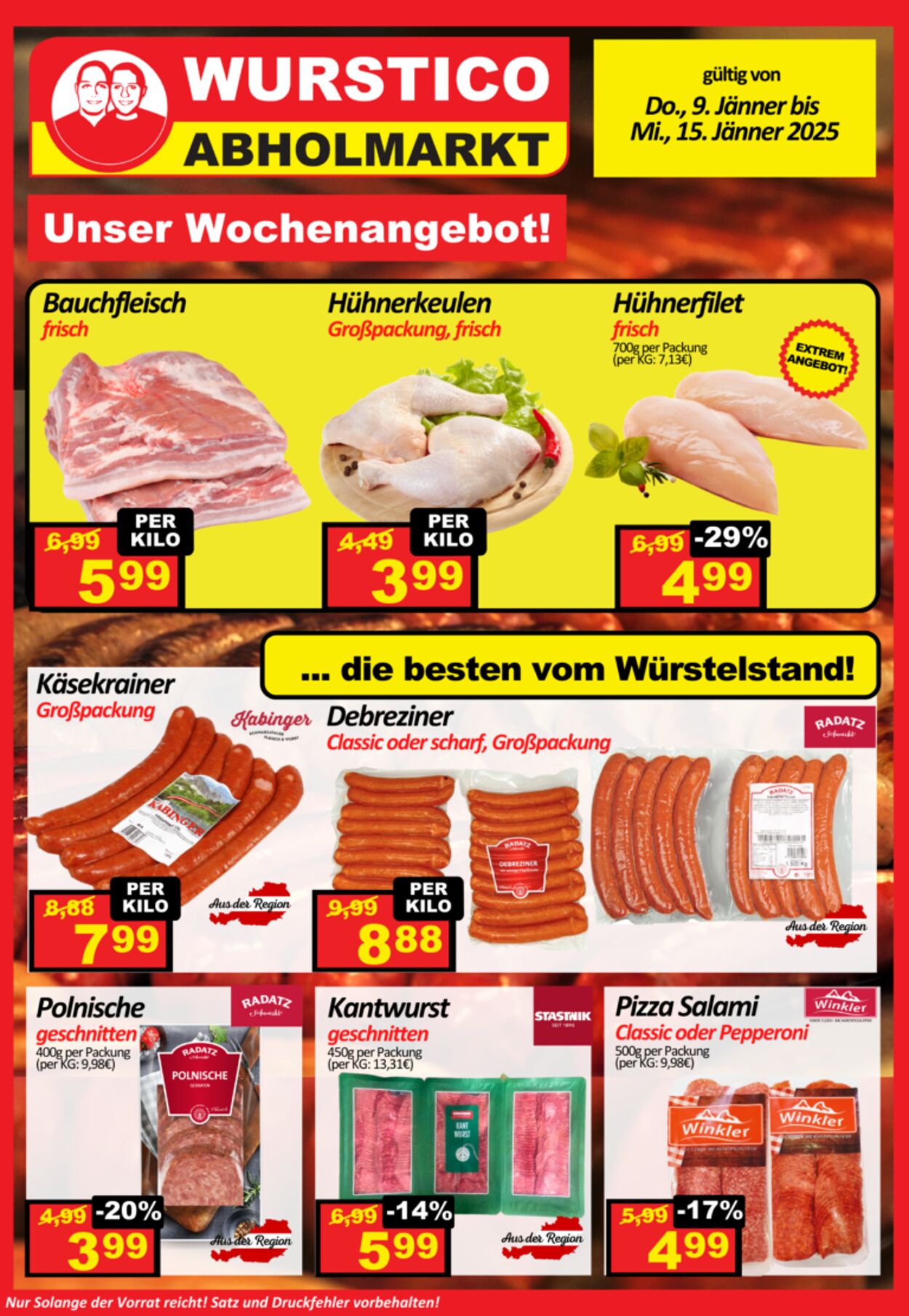 Prospekt Wurstico - Wurstico Abholmarkt – Wurst, Fleischwaren und mehr zu FabrikspreisenAngebote 9 Jän, 2025 - 23 Jän, 2025